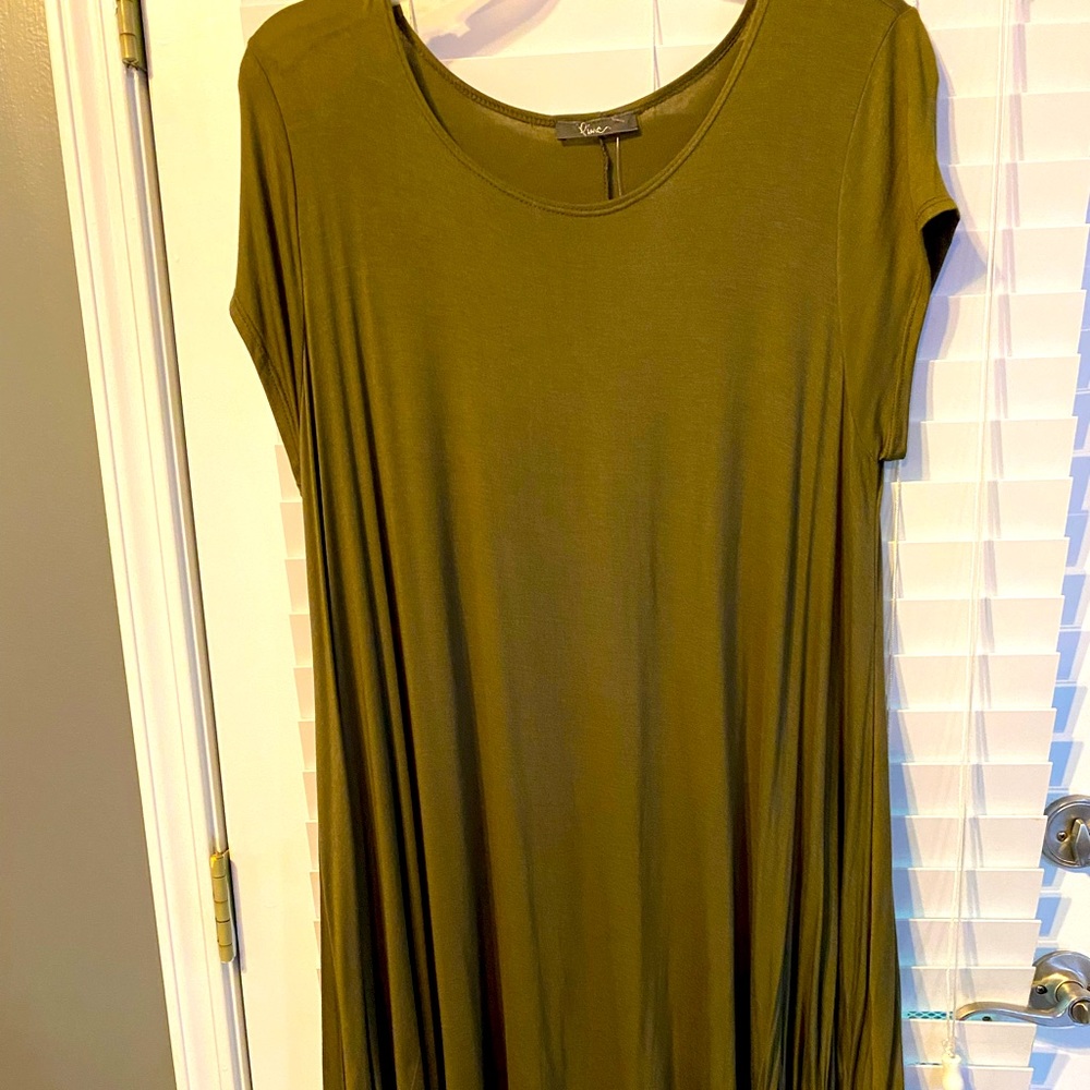 Olive green swing dress